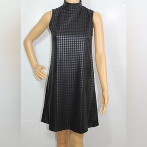 BAR III WOMEN’S SLEEVELESS SHIFT DRESS BLACK GRAY METALLIC HOUNDSTOOD SIZE: S